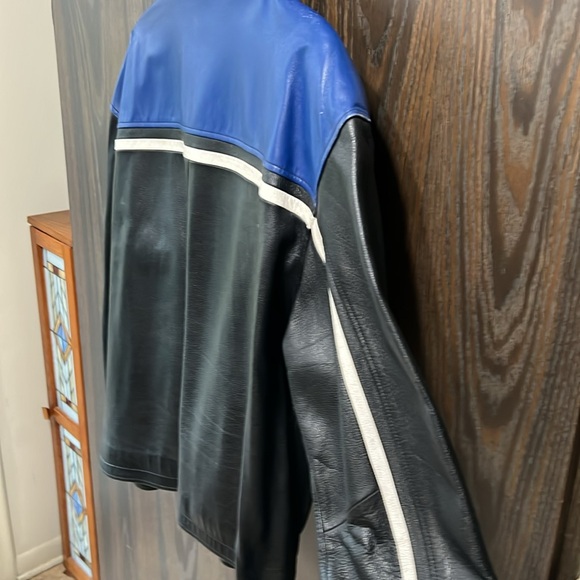 Pepsi Leather Vintage Jacket, Blue and Black with Logo, Large - Picture 7 of 9